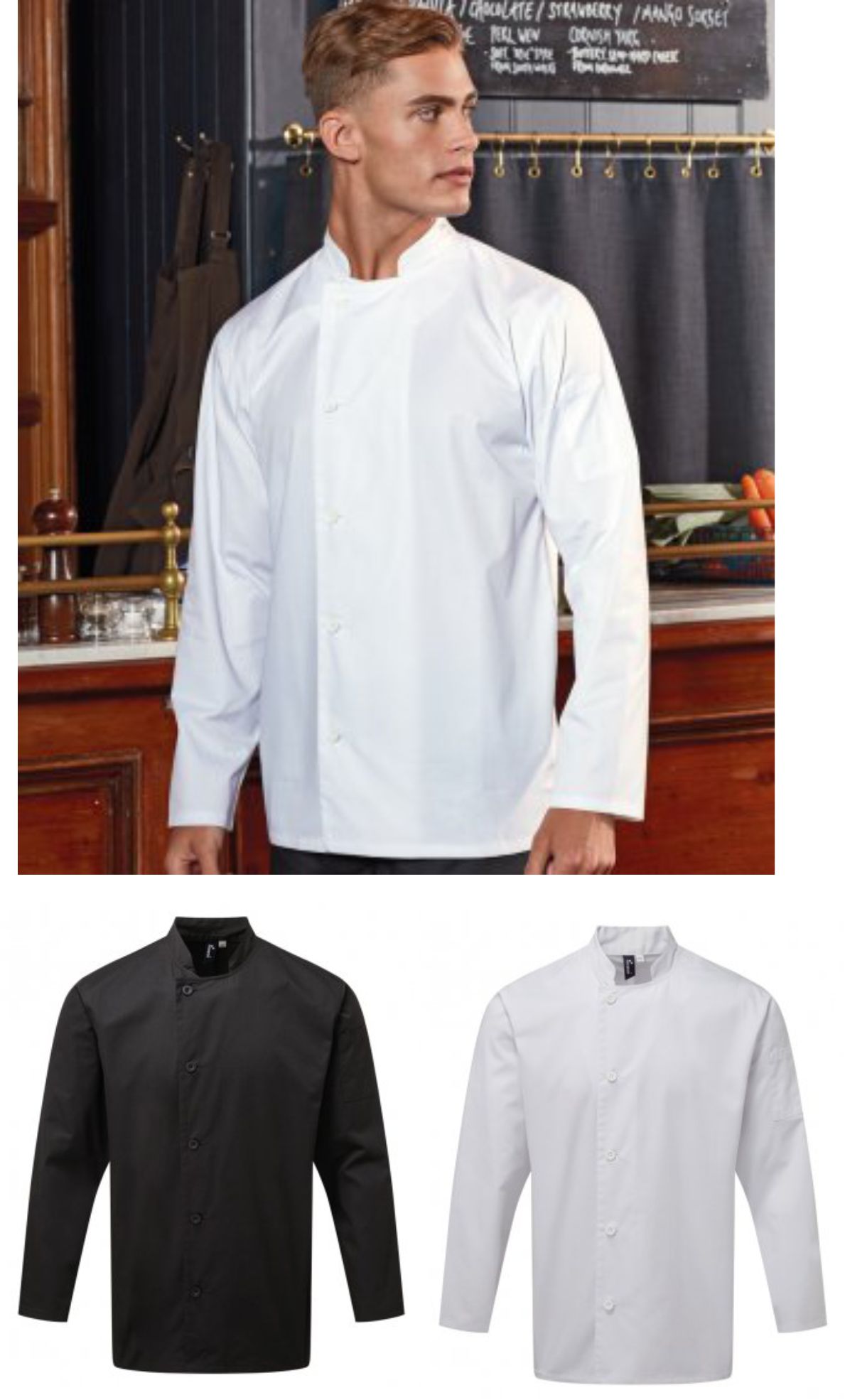 PR901 Premier Essential Long Sleeve Chef's Jacket - Click Image to Close